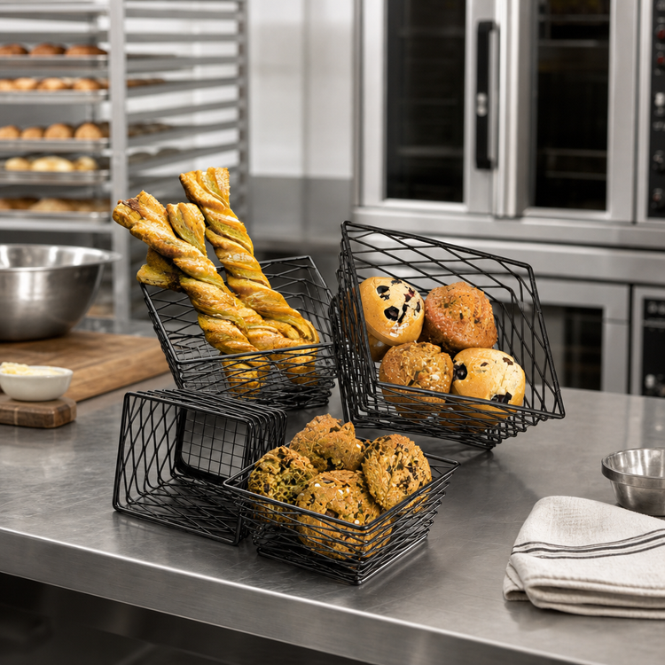 Product image #2 for Birdnest Square Wire Serving Basket/Riser, 8 x 6 x 4 Inches, Black