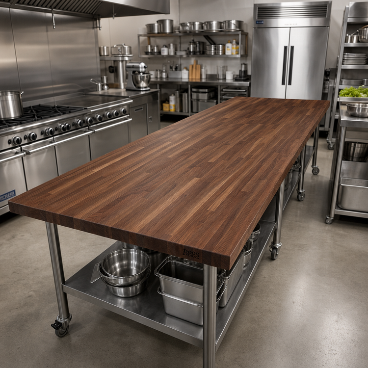 Product image #2 for Boos Block American Black Walnut Blended Rails Edge Grain Kitchen Countertop, 144" x 38" x 1-1/2", Oil Finish