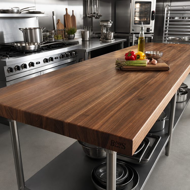 Product image #2 for John Boos Boos Block 120"W x 36"D x 2-1/4" Thick American Black Walnut Kitchen Countertop