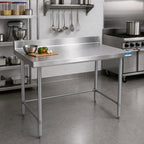 Thumbnail image #2 for BK Resources CVTR5OB-7230 72" x 30" 16-Gauge 304 Stainless Steel Work Table with 5-Inch Riser and Open Base