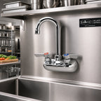 Thumbnail image #2 for Krowne Silver Series 10-400L Commercial Wall-Mounted Gooseneck Faucet, 4-Inch Centers, 3-1/2-Inch Spout, Ceramic Valve Case of 20