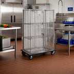 Thumbnail image #2 for Eagle Group QuadTruss DTSC2430S Stainless Steel Open Wire Security Cage with Dolly Truck, 2 Locking Doors, 34-7/8 x 29-3/4 x 69 Inches