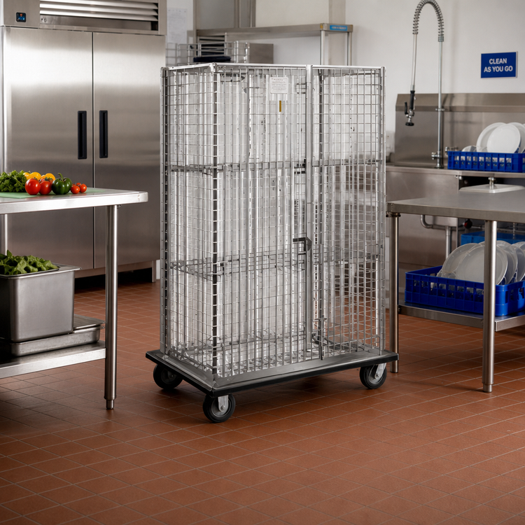 Product image #2 for QuadTruss Stainless Steel Open Wire Security Cage with Dolly Truck, 34-7/8 x 29-3/4 x 69 Inches