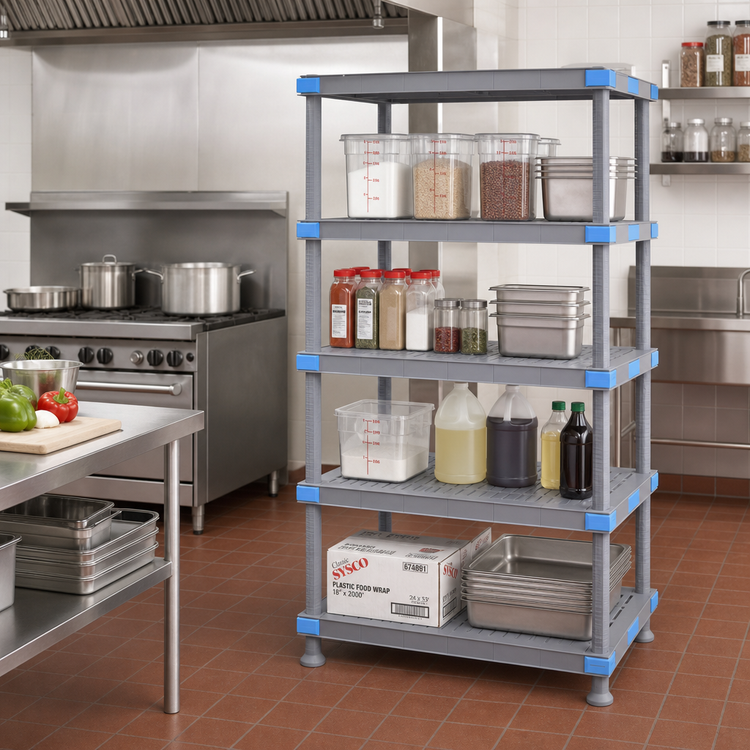 Product image #2 for Quantum Millenia 48"W x 24"D x 50"H Solid Polymer Shelving Starter Unit with 4 Shelves, Gray