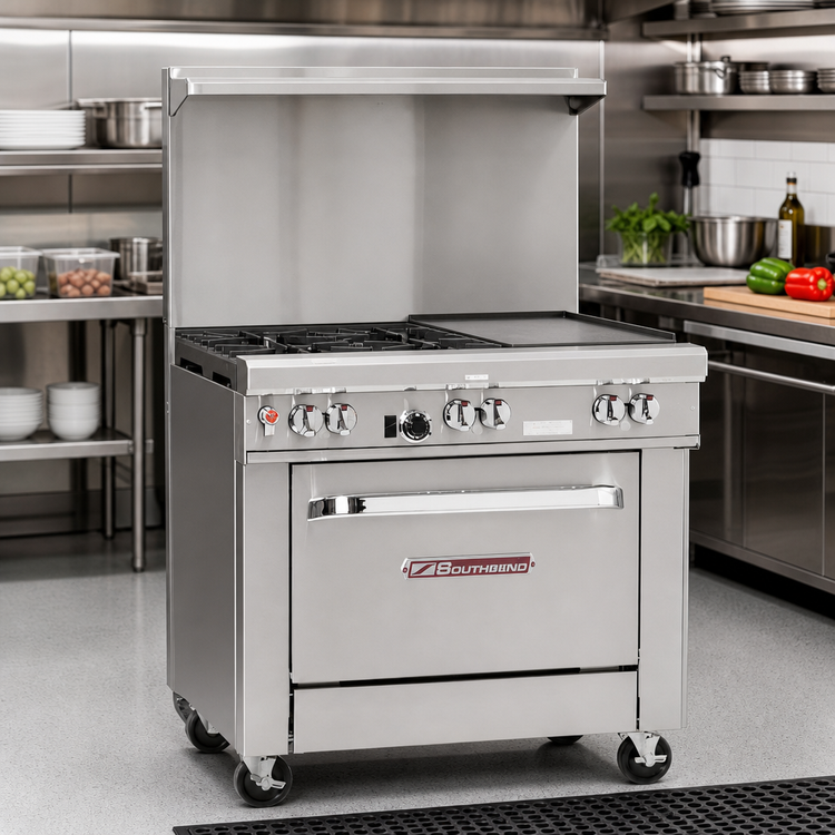 Product image #2 for Southbend Ultimate 36-Inch Gas Restaurant Range with 2 Non-Clog Burners, 24-Inch Griddle, and Standard Oven