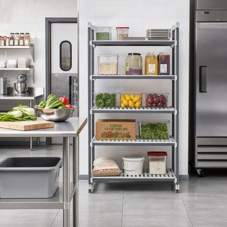 Product image #2 for Cambro Camshelving Elements XTRA 24-Inch Wide x 21-Inch Deep x 72-Inch High 5-Tier Vented Stationary Starter Unit