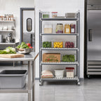 Thumbnail image #2 for Cambro Camshelving® Elements EXU212472V5480 5-Tier Vented Stationary Polymer Shelving Starter Unit, 24"W x 21"D x 72"H, Speckled Gray