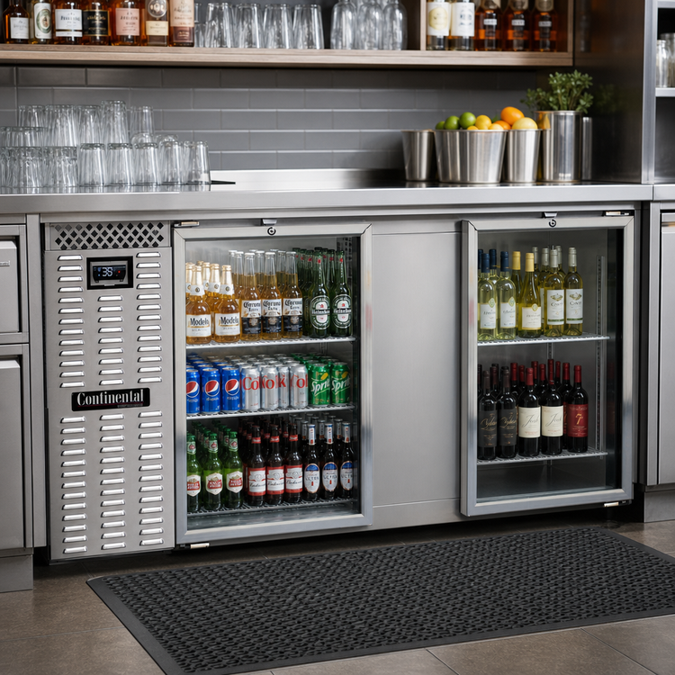 Product image #2 for Continental Refrigerator BB69NSSGD 69" Low Profile Two Glass Door Refrigerated Back Bar Cooler
