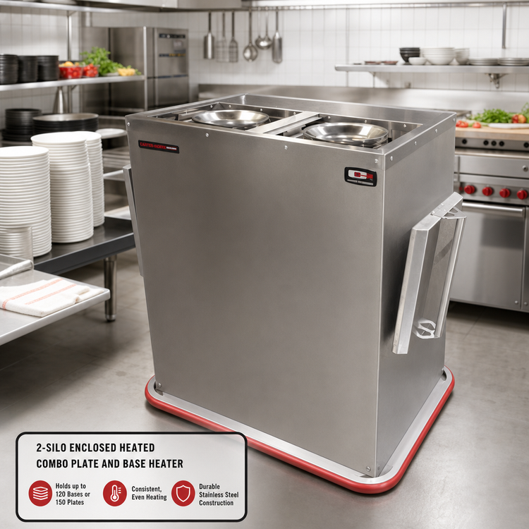 Product image #2 for Carter-Hoffmann 2-Silo Enclosed Heated Combo Plate and Base Heater, 120 Bases or 150 Plates