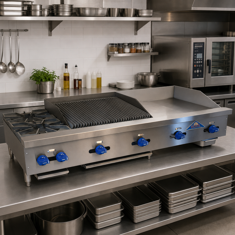 Product image #2 for Comstock-Castle 60-Inch Countertop Gas Char-Broiler/Griddle Combination with 36-Inch Griddle Plate
