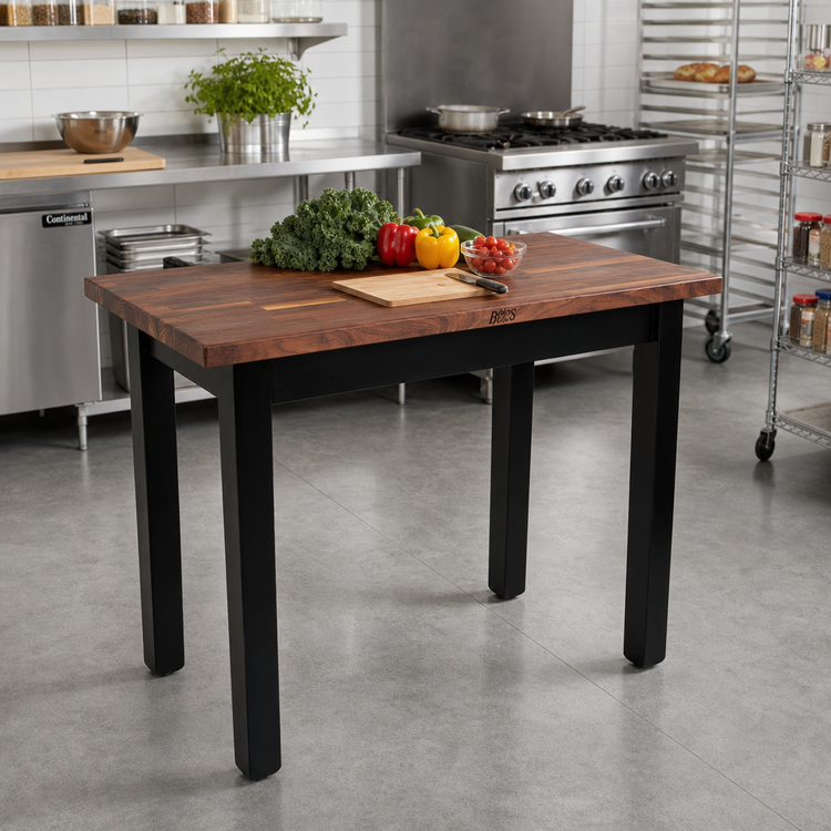 Product image #3 for John Boos American Black Walnut Wood Top Work Table, 48 x 36 Inches, 1-1/2-Inch Thick Edge Grain Top, Oil Finish