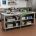 Thumbnail image #2 for Advance Tabco Special Value Economy 120 Inch x 24 Inch Stainless Steel Open Front Cabinet Base Work Table with Mid-Shelf, Flat Top