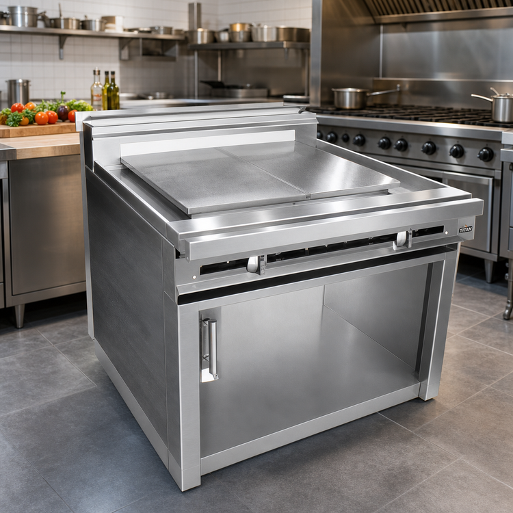 Product image #2 for Titan Heavy Duty 48-Inch Gas Plancha Top Range with Cabinet Base and Island Style Plate