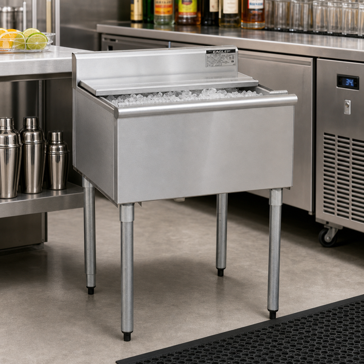 Product image #2 for Eagle Group 1800 Series Underbar Insulated Ice Chest Unit, 24 x 20 Inch, 8-Inch Deep, 37 lb Capacity