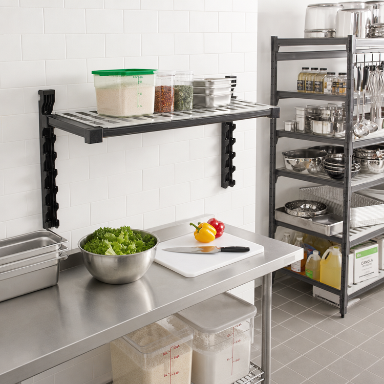 Product image #2 for Cambro Camshelving Elevation Series 24" x 24" Wall-Mounted Vented Add-On Shelf Kit, Brushed Graphite