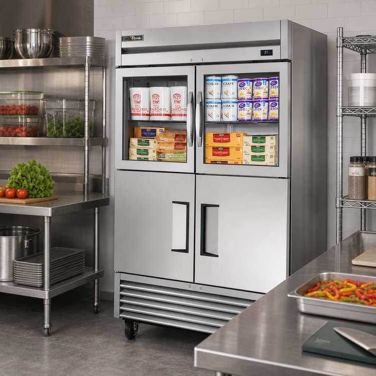 Product image #2 for True TS Series 2-Section Reach-In Combination Half-Swing Door Refrigerator with 2 Glass and 2 Stainless Steel Half Doors