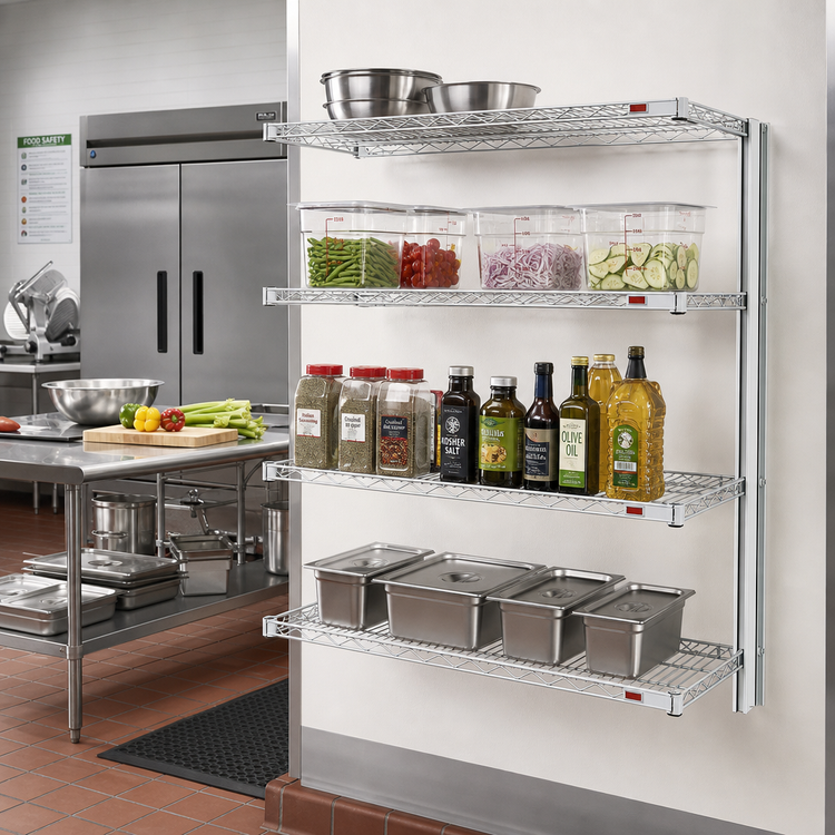 Product image #2 for Eagle Group 4-Tier Add-On Wire Shelving Unit, 72W x 21D x 74H, Chrome-Plated