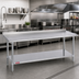 Thumbnail image #2 for Duke Stainless Steel Work Table with 1-1/8-Inch Riser and Stainless Undershelf, 144-Inch Long x 36-Inch Deep