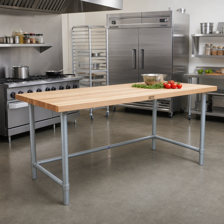 Product image #2 for John Boos HNB18 120-Inch x 36-Inch Wood Top Work Table with Galvanized Base