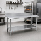 Thumbnail image #2 for Duke Manufacturing 316-3648-5R Stainless Steel Work Table with 5-Inch Riser, 16-Gauge 300 Series Top, Galvanized Undershelf, 48 x 36 Inches