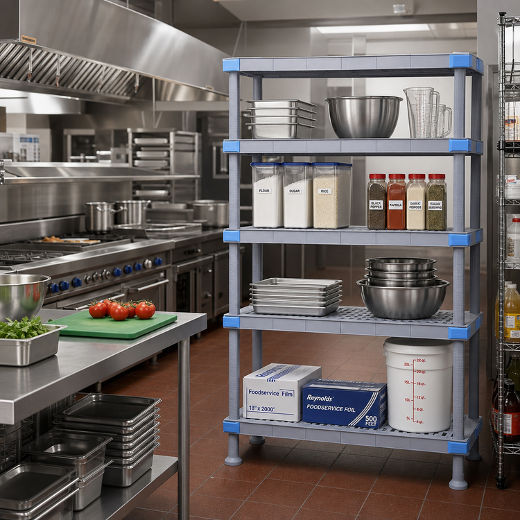 Product image #2 for Quantum Millenia 36-Inch W x 18-Inch D x 62-Inch H Polymer Stationary Starter Shelving Unit, 4-Shelf