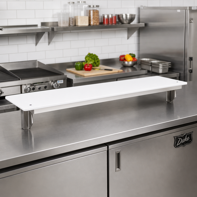 Product image #2 for Duke 60-Inch Carving Board for Steam Tables with Stainless Steel Shelf and White Poly Board