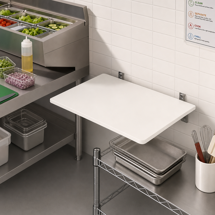 Product image #2 for 3/4-Inch Thick Richlite Wall-Mounted Drop Shelf/Table, 24 x 10 in., 80 lb. Capacity