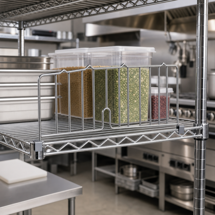 Product image #2 for Metro Super Erecta 8-Inch H x 24-Inch D Chrome Plated Shelf Divider with Spring Clip