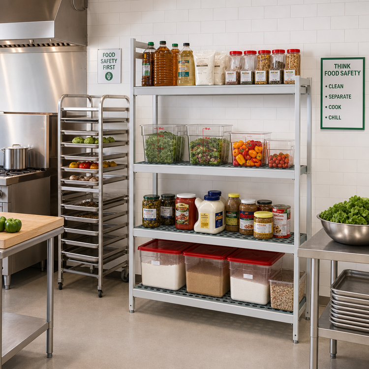 Product image #2 for Fermostock 4-Tier Stationary Starter Shelving Unit with Removable Polymer Inserts, 71" H x 26" W x 18" D