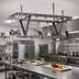 Thumbnail image #2 for Eagle Group Ceiling-Mounted Triple-Bar Stainless Steel Pot Rack with 12 Hooks