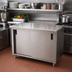 Thumbnail image #2 for Advance Tabco Special Value Series Enclosed Work Table, 48 x 24 Inches, 16 Gauge 304 Stainless Steel Top, Cabinet Base with Mid-Shelf and Sliding Doors
