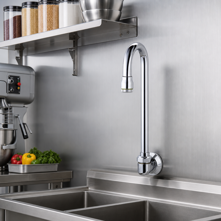 Product image #2 for T&S Brass Wall-Mounted Dummy Swivel Gooseneck Spout with Stream Regulator Outlet