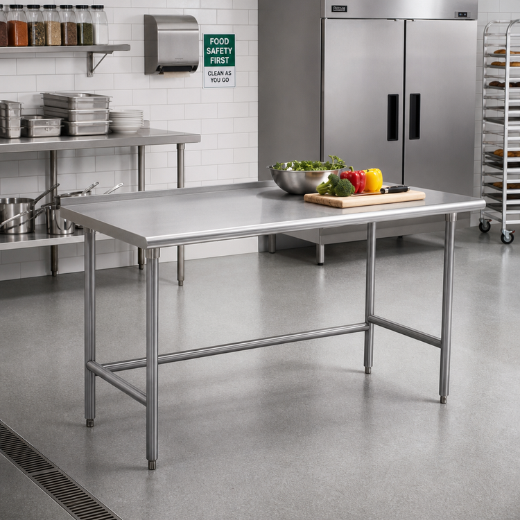 Product image #2 for Advance Tabco Stainless Steel Work Table with 16-Gauge 304 Top and 1-1/2 Inch Rear Up-Turn, 72 x 36 Inches