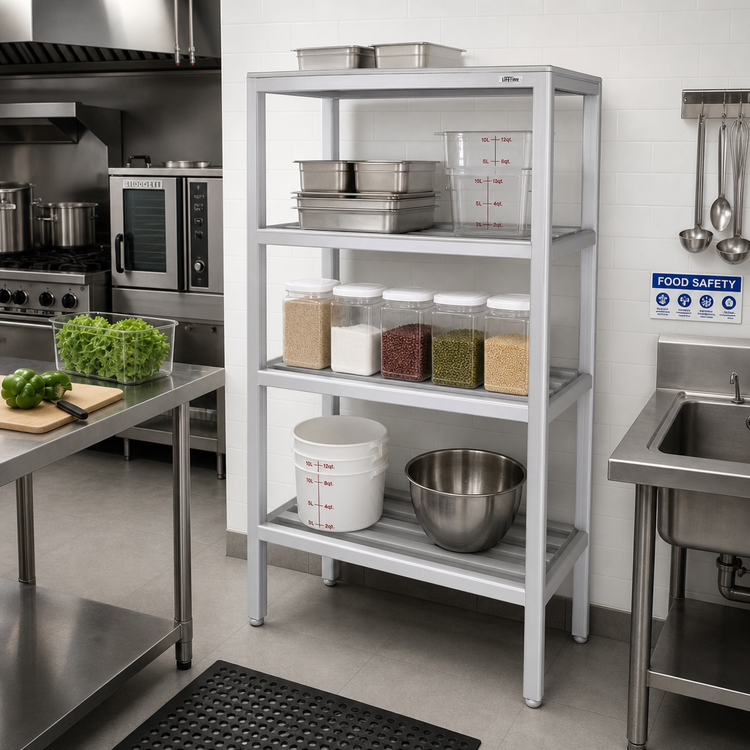 Product image #2 for Lifetime Tough 4-Shelf Tubular Aluminum Dunnage Shelving Rack, 54"W x 24"D x 64"H