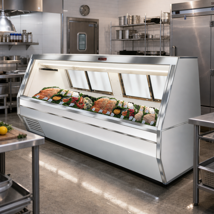 Product image #2 for Howard-McCray 35 Series 119-Inch Double Duty Fish & Poultry Remote Refrigerated Service Case, Stainless Steel, LED Lighting