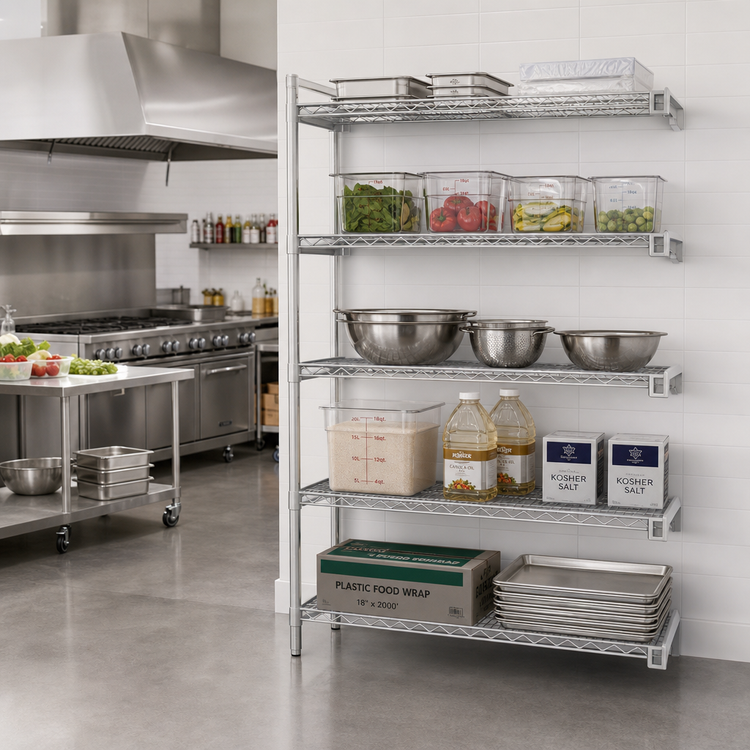 Product image #2 for EAGLEbrite 5-Tier Commercial Wire Shelving Add-On Unit, 48W x 21D x 74H, Zinc Finish