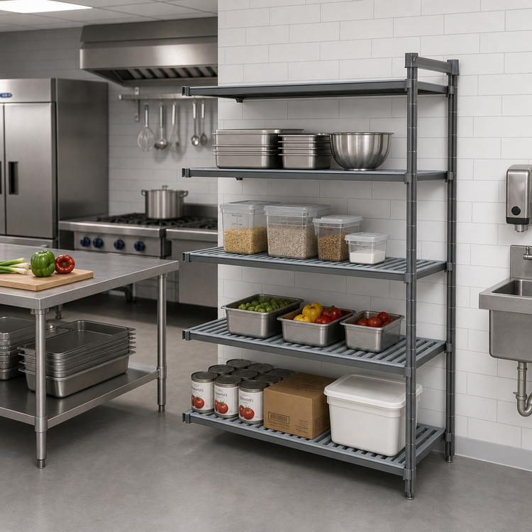 Product image #2 for Cambro Camshelving Basics Plus 4-Tier Polymer Shelving Add-On Unit, 21 x 48 x 84 Inches, Brushed Graphite