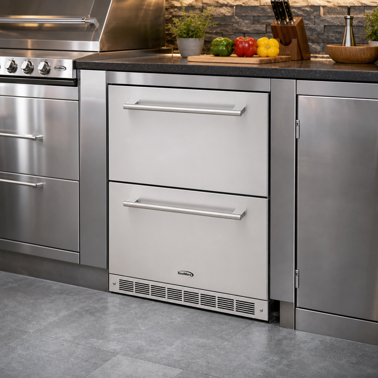 Product image #3 for KoolMore 24-Inch Built-In Two-Drawer Outdoor Refrigerator