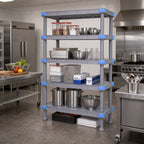 Thumbnail image #2 for Quantum Millenia QP217286SS-5 72"W x 21"D x 86"H Gray Polymer Shelving Unit, 5 Solid Shelves, Stationary Starter Unit