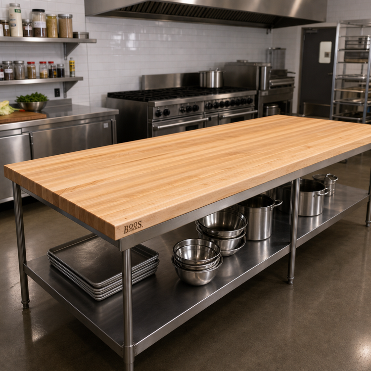 Product image #2 for John Boos Boos Block 84-Inch x 25-Inch Edge Grain Northern Hard Rock Maple Kitchen Countertop with Penetrating Oil Finish