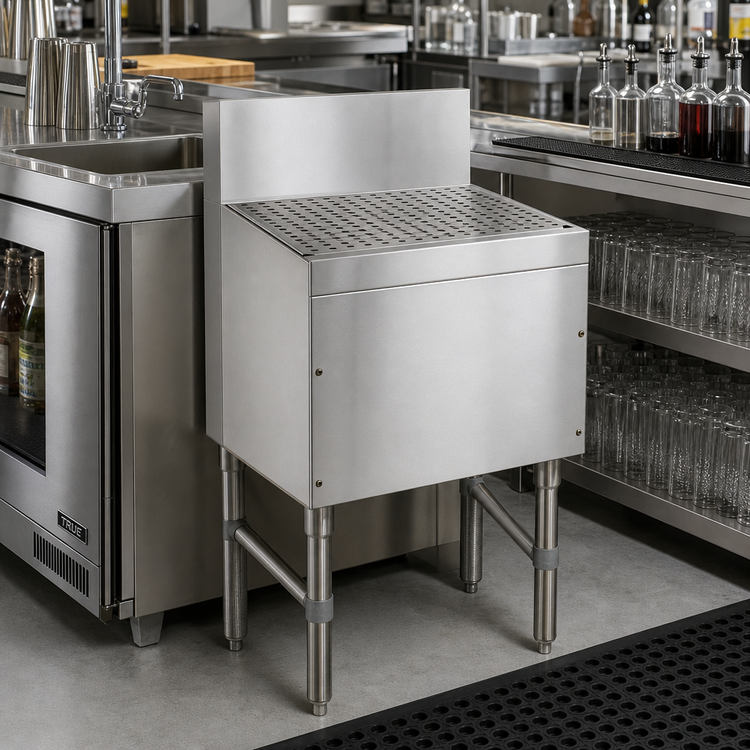 Product image #2 for Advance Tabco Prestige 24 x 20-Inch Freestanding Stainless Steel Underbar Drainboard with 7-Inch Backsplash