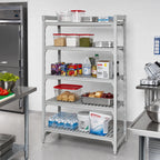 Thumbnail image #3 for Cambro Camshelving® Premium CPU183084V5PKG 5-Tier Stationary Vented Polymer Shelving Starter Unit, 18 x 30 x 84 Inches, Speckled Gray