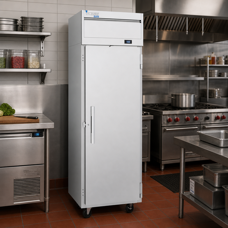Product image #2 for Victory Elite V-Core 1-Section Top-Mount Reach-In Freezer, 26-Inch Wide, 21.66 Cu. Ft., Right-Hand Hinged Solid Door, Self-Contained