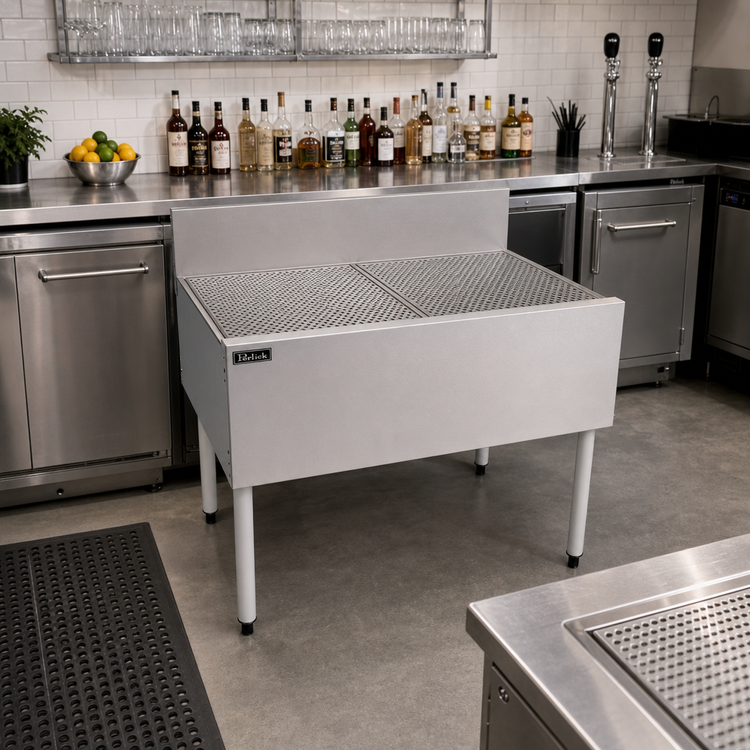 Product image #3 for Perlick Top Shelf 36-Inch Freestanding Stainless Steel Underbar Drainboard with 6-Inch Backsplash