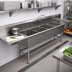 Thumbnail image #2 for John Boos Pro-Bowl 4-Compartment Stainless Steel Sink with Left and Right Drainboards, 111-1/4