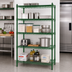 Thumbnail image #2 for Steel Works Stainless Heavy Duty 4-Tier Green Epoxy Wire Shelving Unit, 30 x 21 x 74 Inches