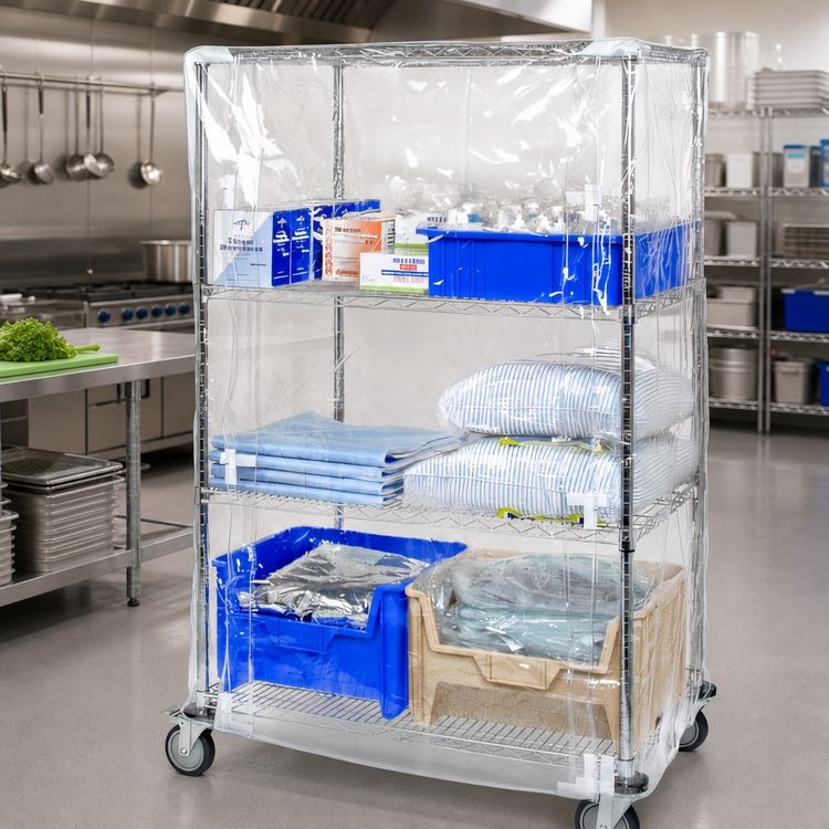 Product image #2 for Quantum Wire Cart Cover, 10-Gauge Clear Vinyl, Velcro Flap, Fits 18 x 72 x 74-Inch Carts