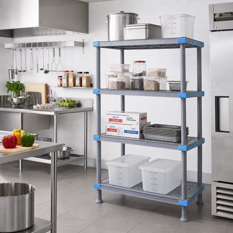 Product image #2 for Millenia All-Polymer Stationary Starter Shelving Unit with 4 Shelves, 36"W x 24"D x 86"H, Gray