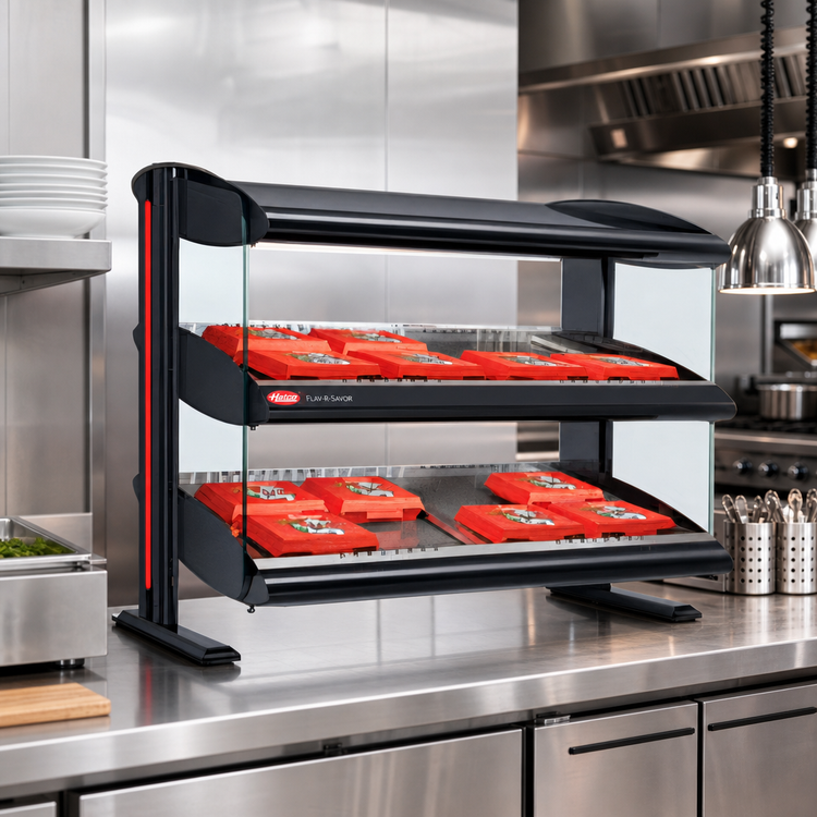 Product image #2 for Hatco Spot On 58-Inch Horizontal Dual Shelf Countertop Heated Zone Merchandiser Warmer