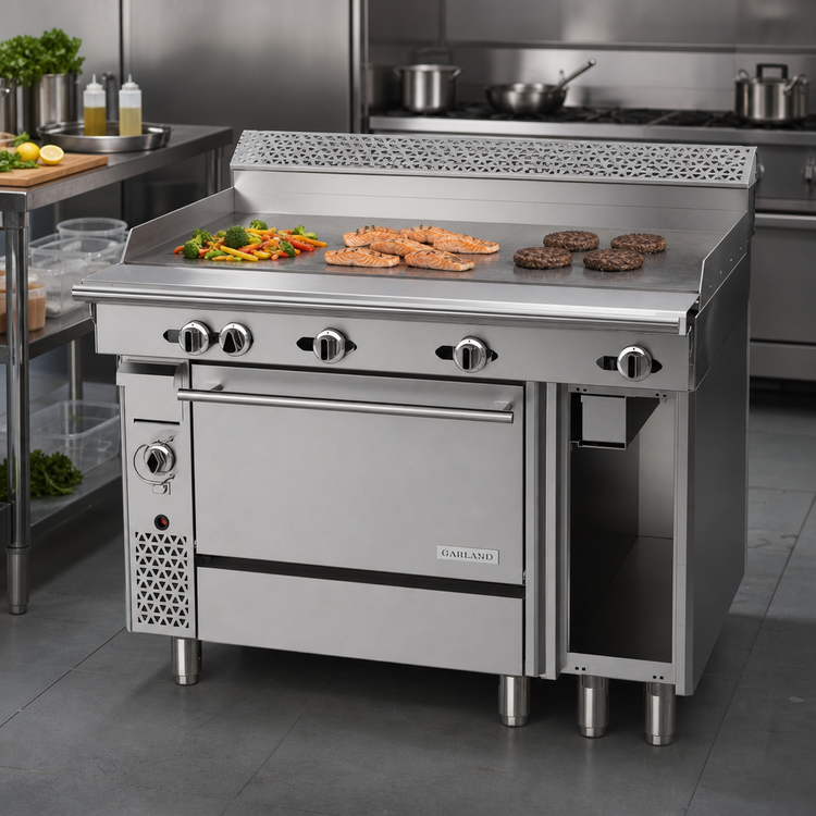Product image #2 for Garland Cuisine Series 48-Inch Natural Gas Thermostatic Griddle Top Range with Convection Oven and Cabinet Base